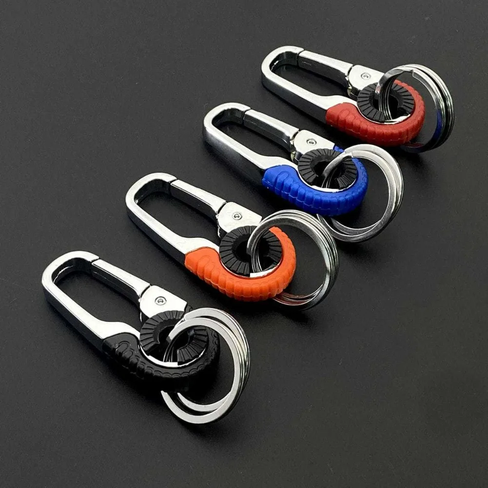 

Men's Keychain Hook Stainless Steel Buckle Outdoor Carabiner Climbing Tool Double Ring Car Fishing Key Ring Car Accessories