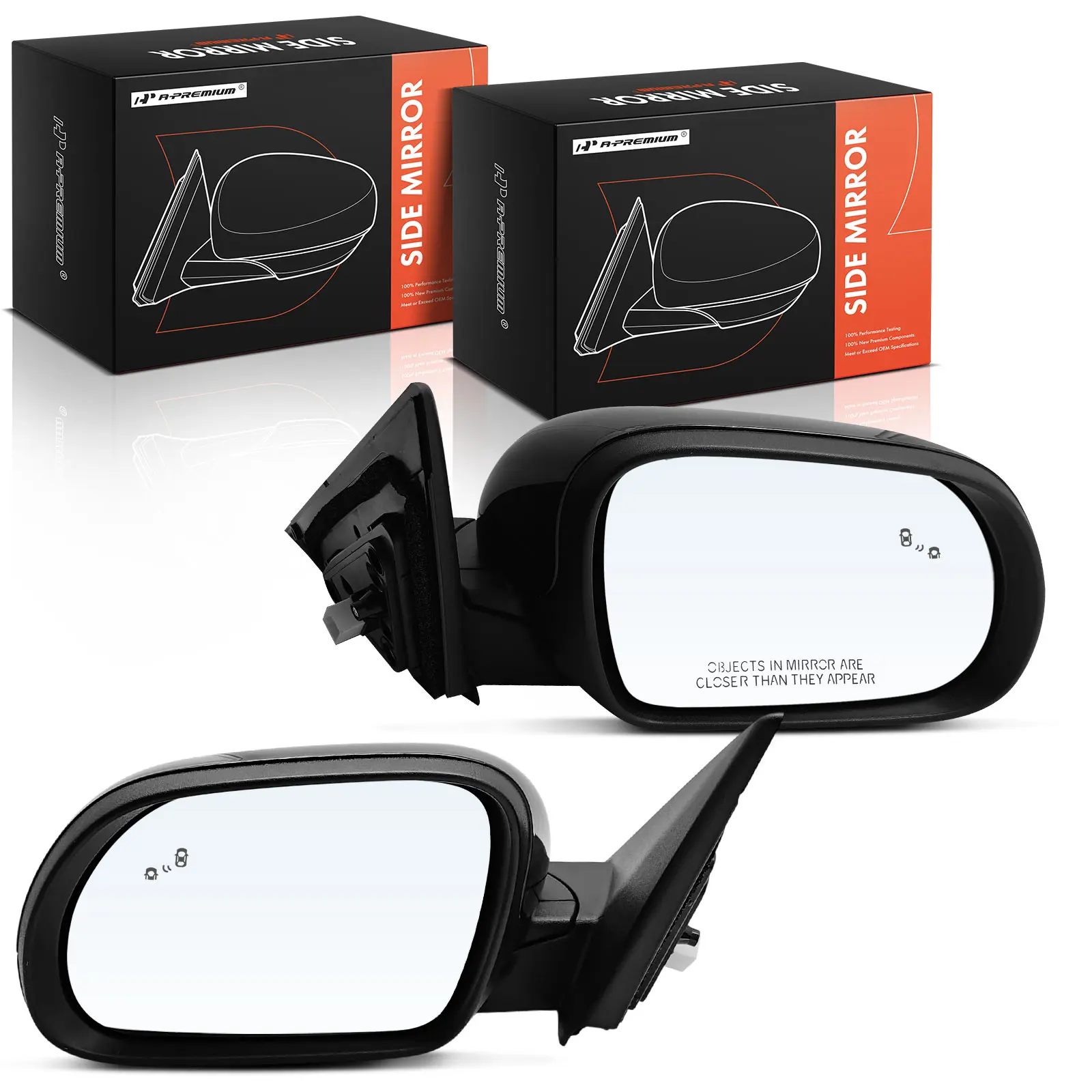 A-Premium Pair Power Door Mirror for Kia Soul 2020-2023 Manual Folding Blind Spot Detection Black