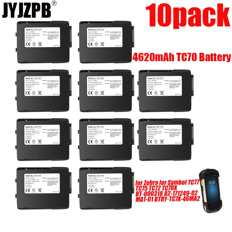 

1/5/10 packs 4620mAh TC70 Battery Replace for Zebra Symbol TC77 BT-000318 TC75 TC70X BTRY-TC7X-46MA2 82-171249-02 TC72 TC75GK