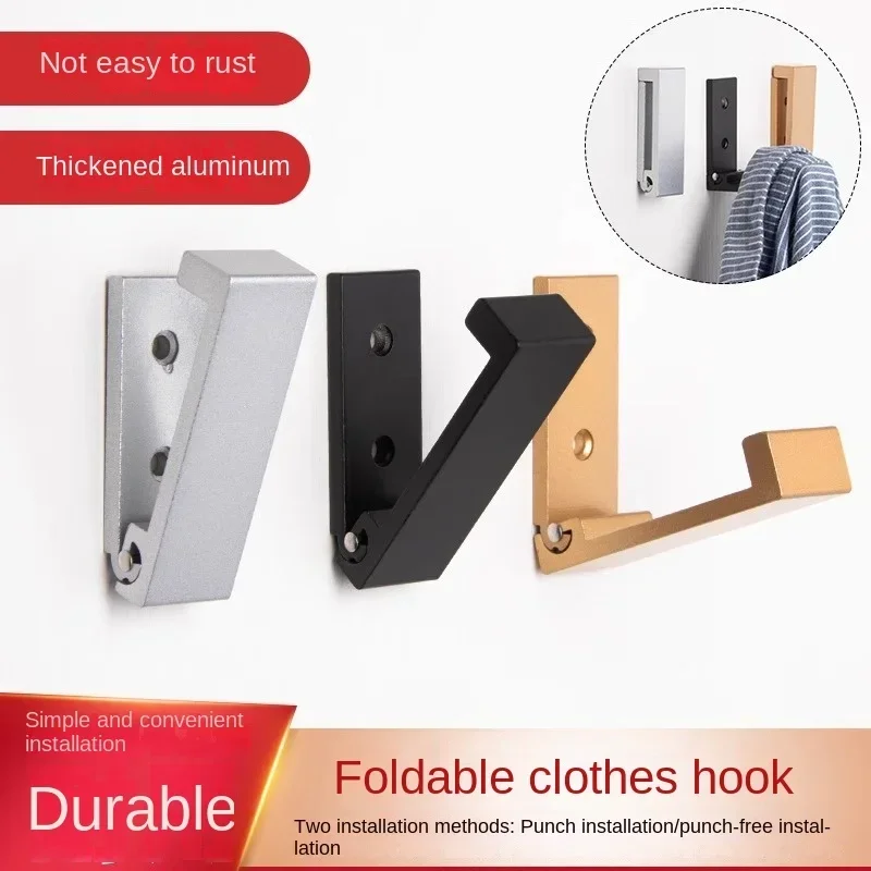 

Folding Clothing Hook Super Viscose Clothing Bathroom Free Punching Space Aluminum Coat Hook Wall Hanging Bathroom Adhesive Hook