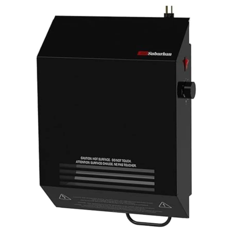 سخان كهربائي RV مثبت على الحائط، سخان موفر للطاقة للمساحات المدمجة، تصميم نحيف سهل التركيب مع لمسة نهائية سوداء حديثة I