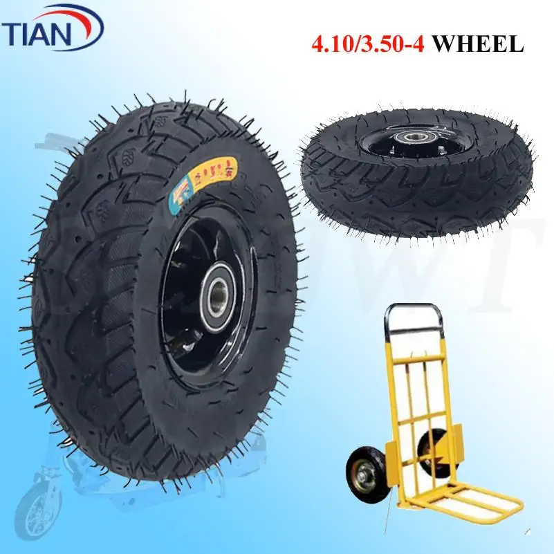 10 Inch 350-4 Inflatable Wheel Trolley Wheel Caster Silent Rubber Wheel Flatbed Car Tiger Car Inflatable Roller