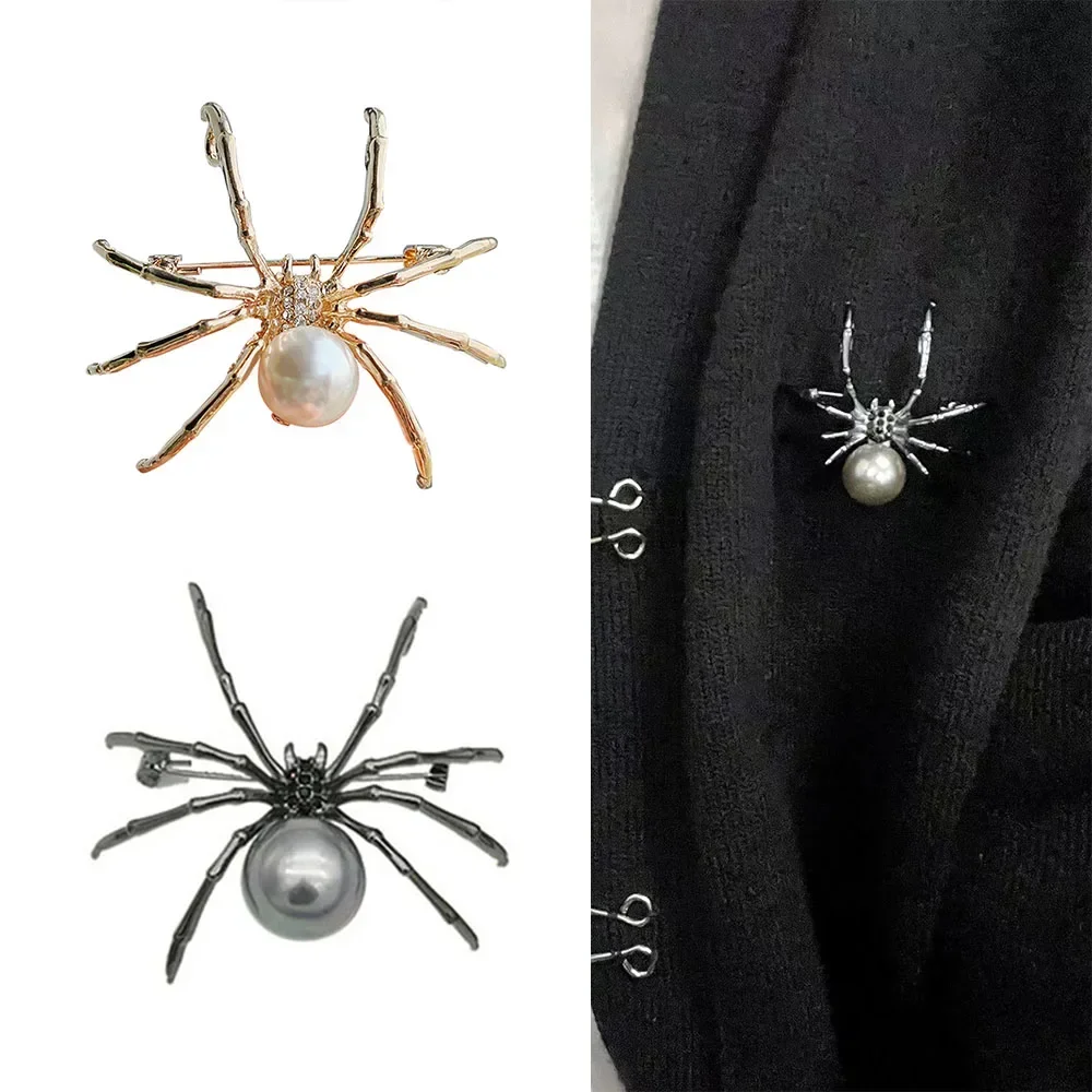 Exaggerated Black White Spider Creative Brooch Men Women Party Clothes Scarf Accessories Pin Brooches Gift