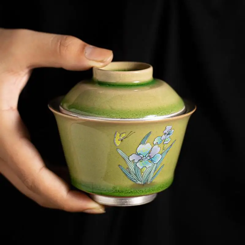 

Chinese Traditional Tea Set Gift Box Hand Painted Gaiwan Flower Celadon Ceramic Tureen Sets Tea Ceremony Health Gongfu Teaware