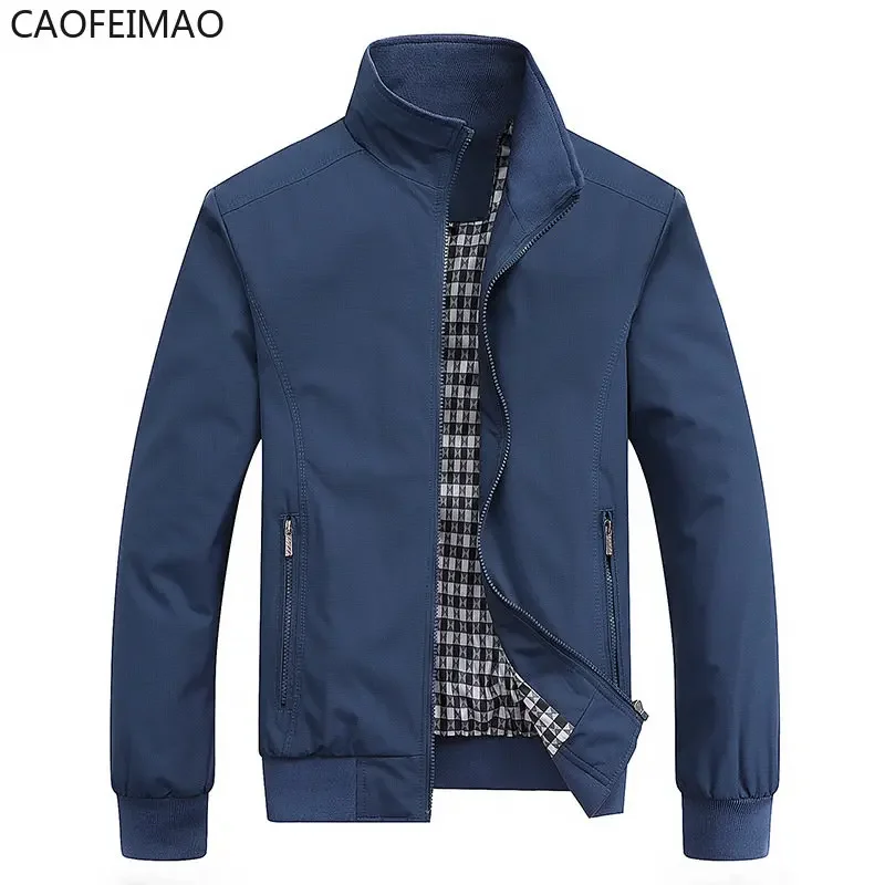 

Caofeimao 2025 New Spring Autumn Casual Solid Fashion Slim Bomber Jacket Men Overcoat New Arrival Baseball Jackets Men's Jacket