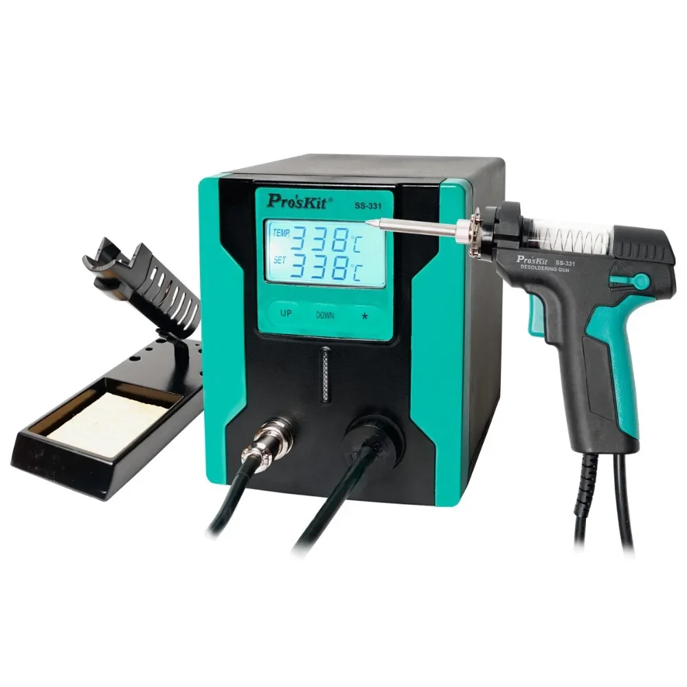 Pro\'sKit – pistolet à dessouder électrique SS-331H ESD, écran LCD, aspiration à souder, pompe à ventouse 220V BGA, réparation de circuits imprimés