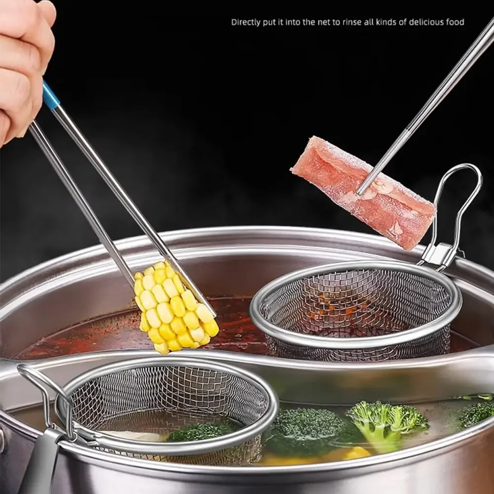 Stainless Steel Mesh Net Strainer Basket Colander Hot Pot Boil Food Colander To Strain Rinse Fry Steam Cook Vegetables Pasta