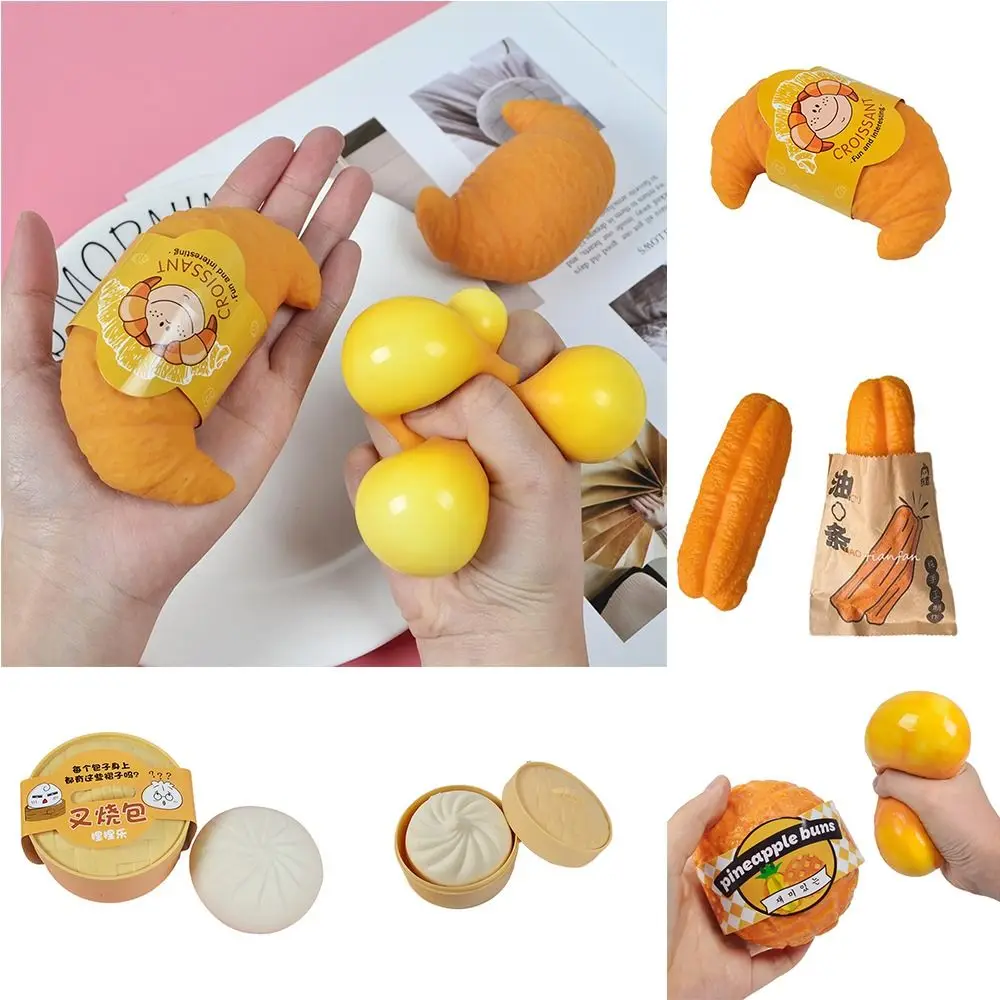 

Deep-fried Dough Sticks Steamed Stuffed Bun Squeeze Toy Bread Croissant Pinch Decompression Toy Sensory Toy Pineapple Bun