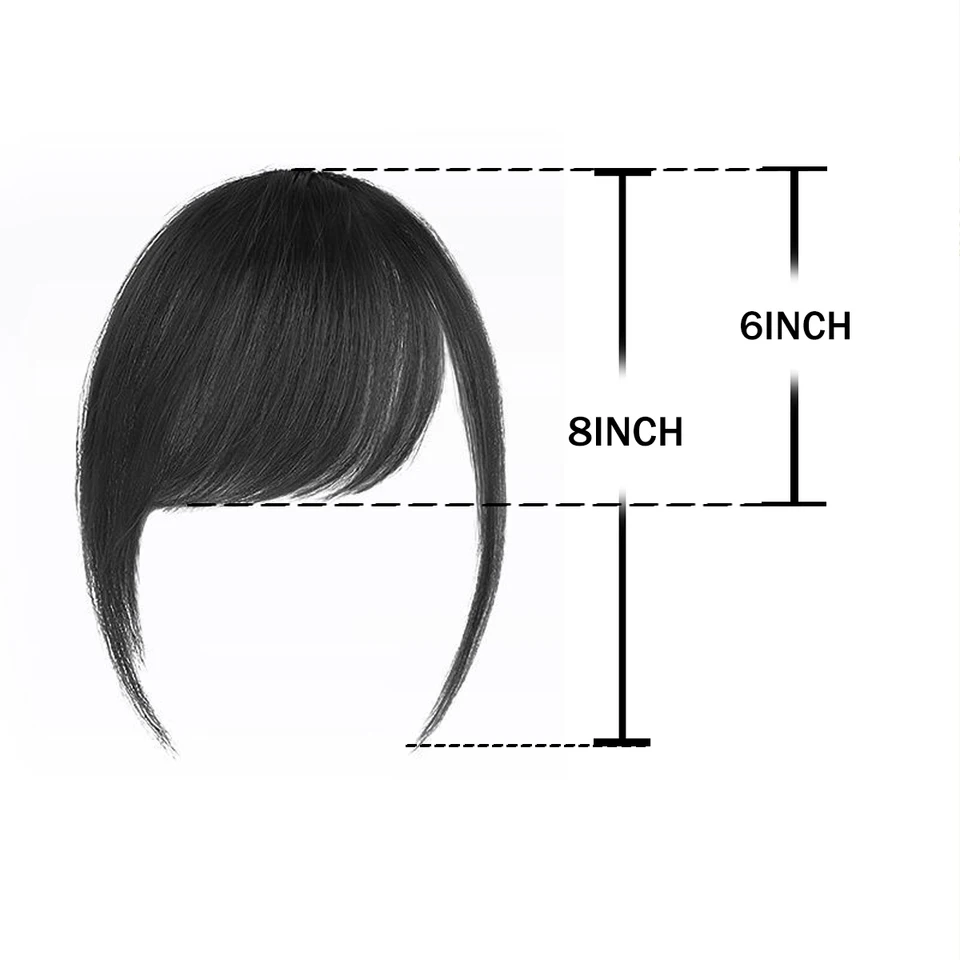 Flequillo sintético corto inclinado, color café oscuro, extensión de cabello con clip para mujer 3