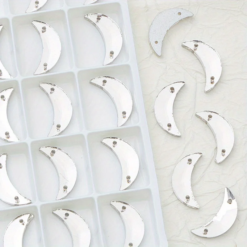 Moon shape Sew on Rhinestones Glitter Glass Crystal AB Sewn Stone Beadsfor  For  Wedding Dress Clothes DIY Decoration
