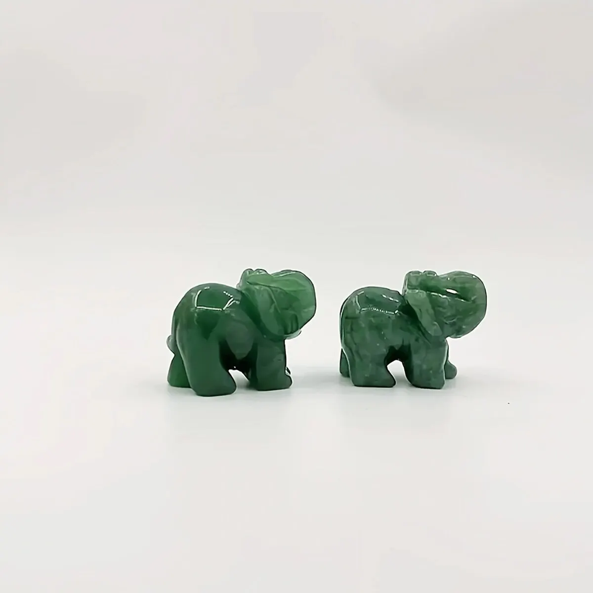 Hand Carved Natural Green Aventurine Jade Elephant Statue - Good Luck Ornament and Decor