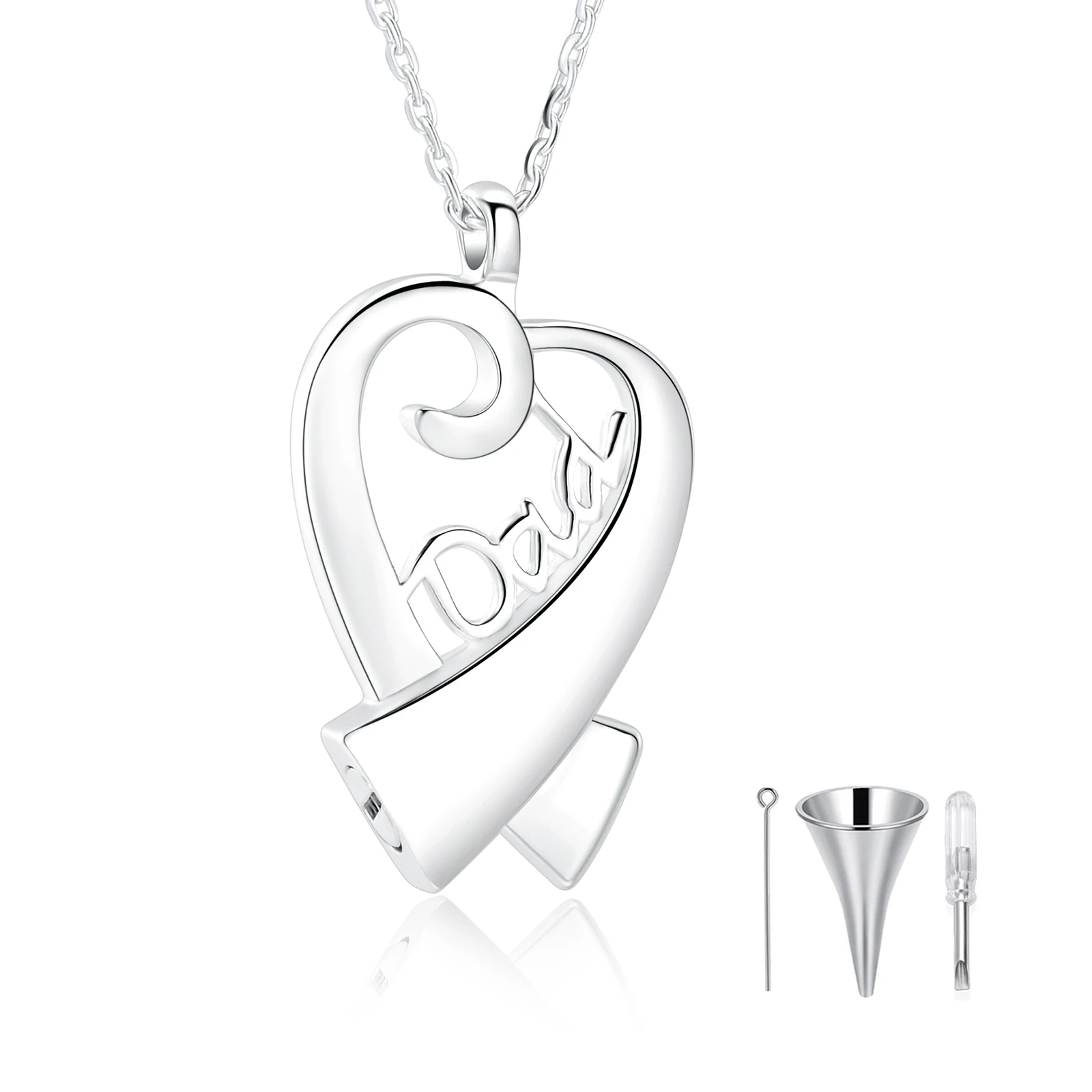 Heart Cremation Jewelry Waterproof Stainless Steel For Dad Openable Fill in Ashes Initial Love Memorial Pendant Necklace