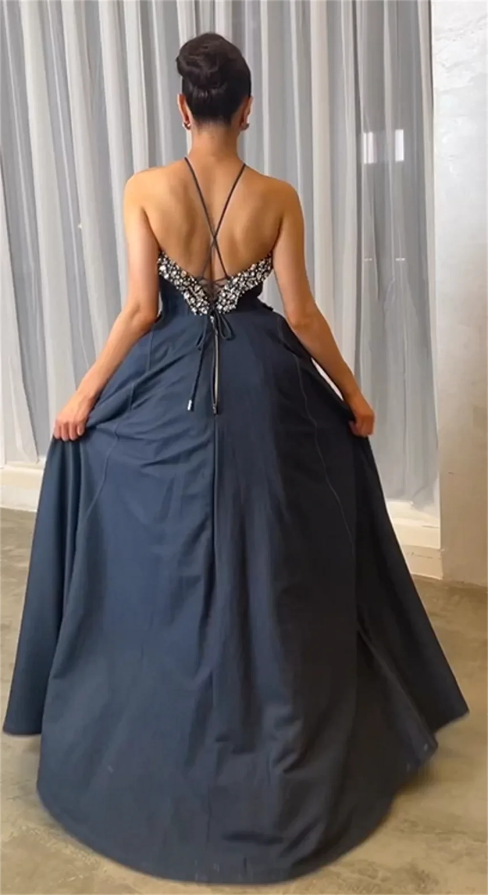  Exquisite Halter Ball Gown Sequin Open Back Satin Occasion Evening   s For Women Elegant Luxury 2023 