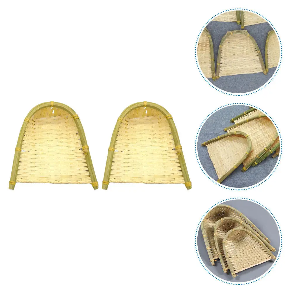 2Pcs Premium Bamboo Woven Storage Basket Stylish Minimalist Home Decor Dustpan Artware Bamboo Craft Decor Mini Dustpan