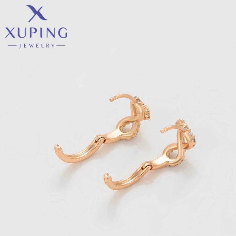 Xuping Jewelry Hot Sales Fashion Circle Shape Elegant Zircon Gold Color Hoops Earrings for Women Schoolgirl Wish Gift X000700364