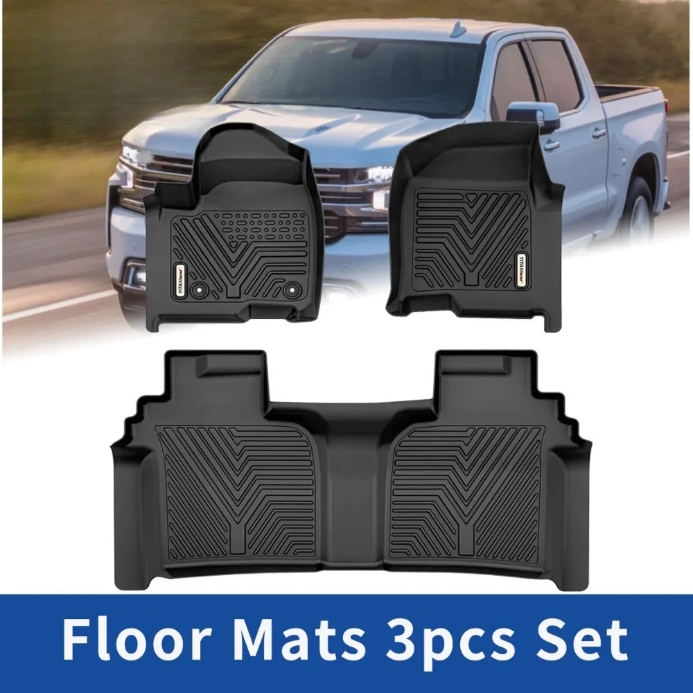 Floor Mats Liners for 2020-2026 Chevy Silverado Sierra 1500 2500/3500HD Crew Cab