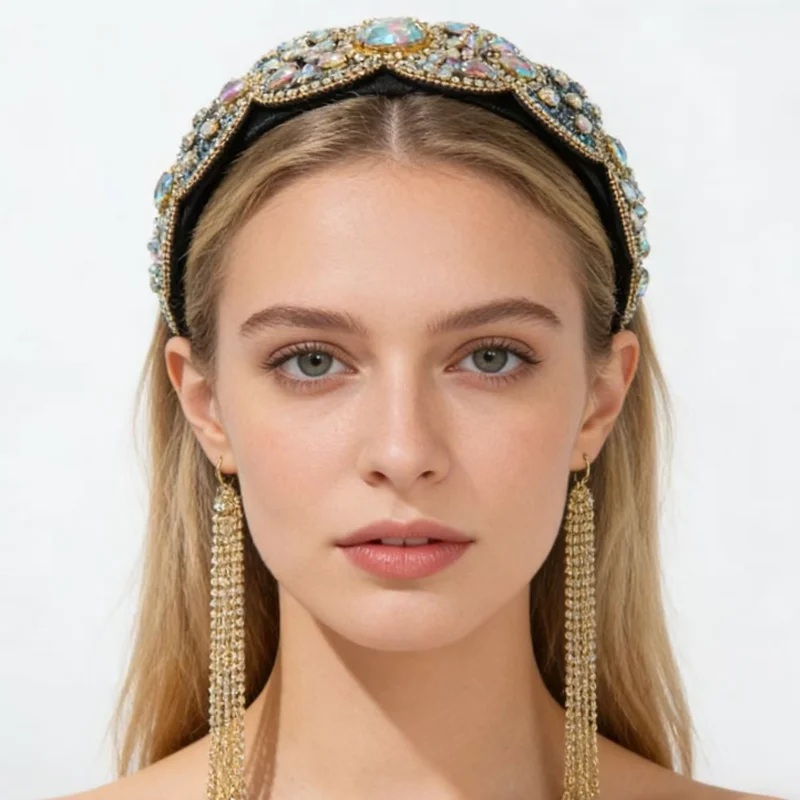 

Vintage Baroque Full Diamond Headband Super Flash Ball Banquet Hair Accessories Super Flash Hair Decorate Women Hairbands