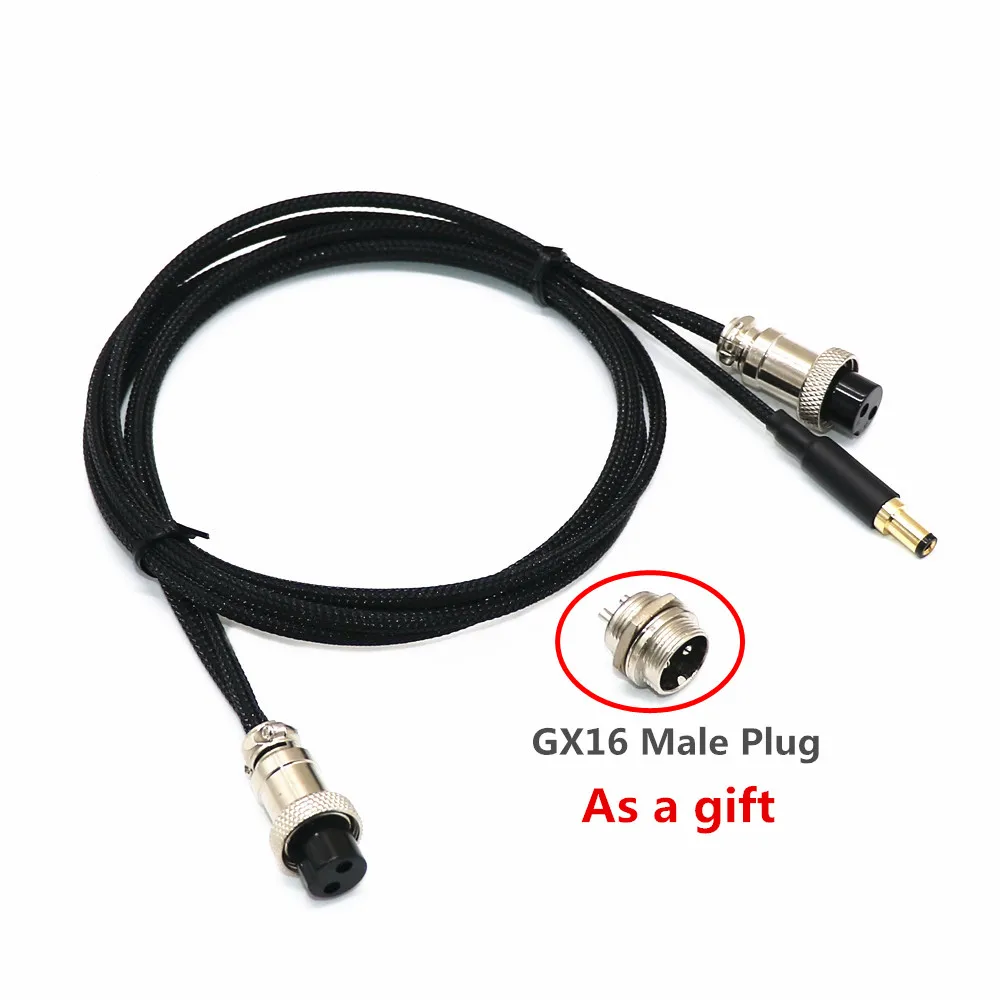 DIY Audiophile Silver Plated Wire GX16 2Pin to GX16 Male Core Gift and DC 3.5*1.5 5.5*2.1 5.5*2.5mm Power Supply Adapter Cable