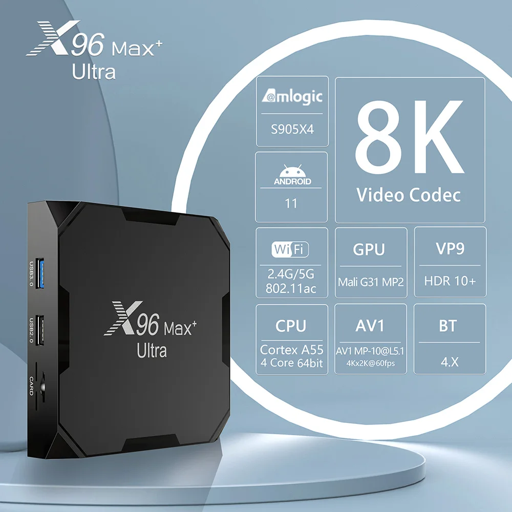 Woopker 8K TV Box Android 11 X96 MAX Plus Ultra Amlogic S905X4 4GB 64GB AV1 Wifi BT X96 Max HD Media Player 4GB 32GB Set Top Box