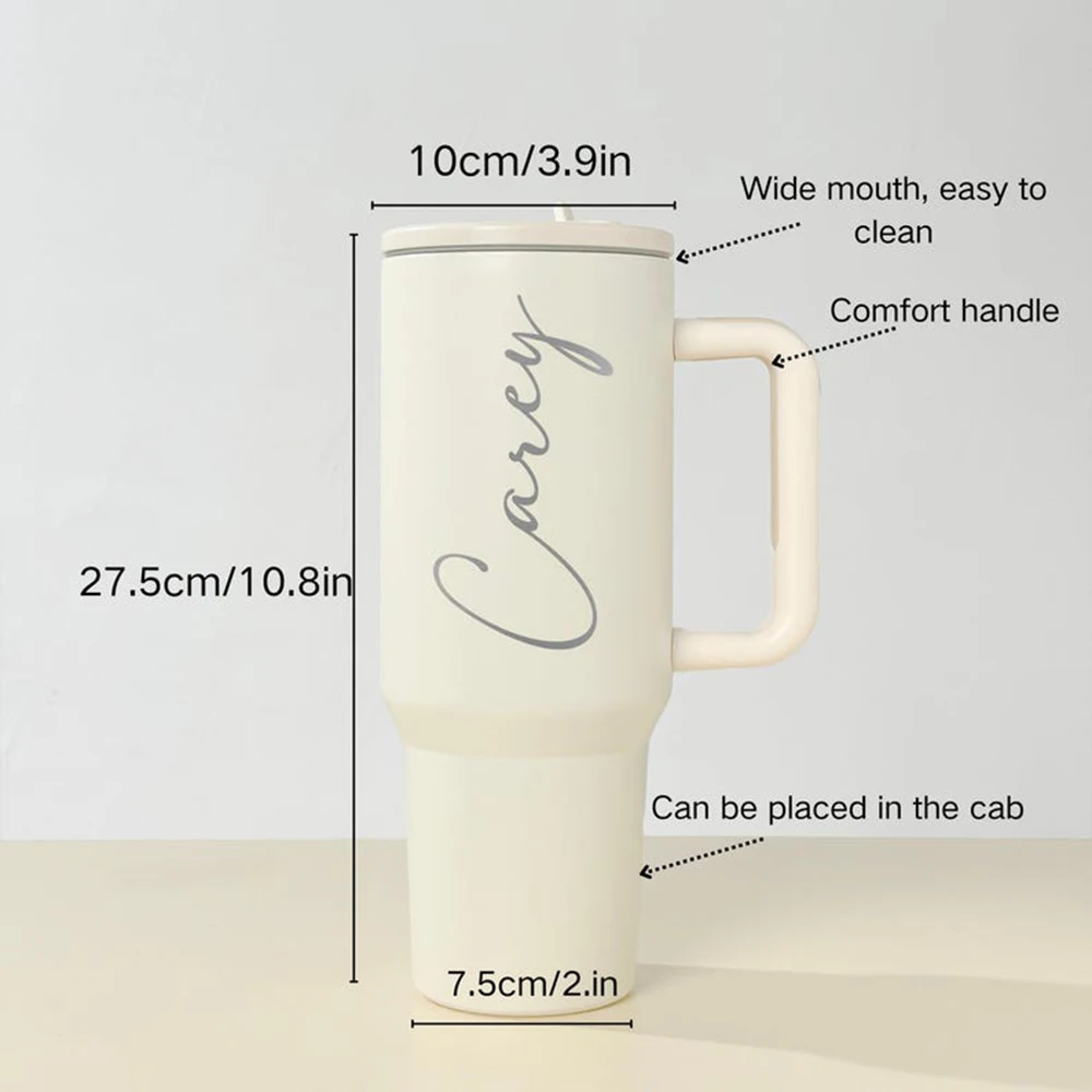 Vaso de pelota deportiva con número de nombre personalizado, taza brillante de 40oz con asa y pajita, regalo para fanáticos y jugadores de los deportes del día del juego