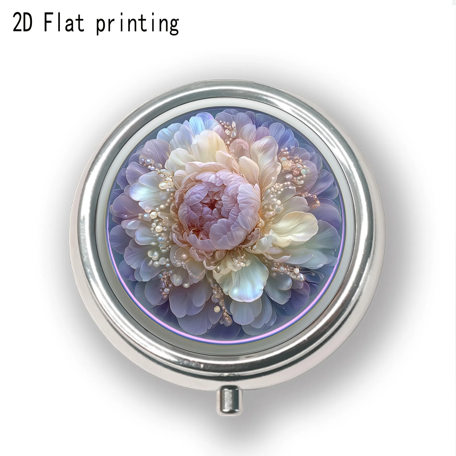 Cute Japanese-Style Cat and Kitten Butterfly Floral Soft Color Aesthetic Metal Pill Box, with 3 Compartments, Portable Travel Pill Box, Wallet Vitamin Storage Box, Elegant Girly Style Unique Gift Choice