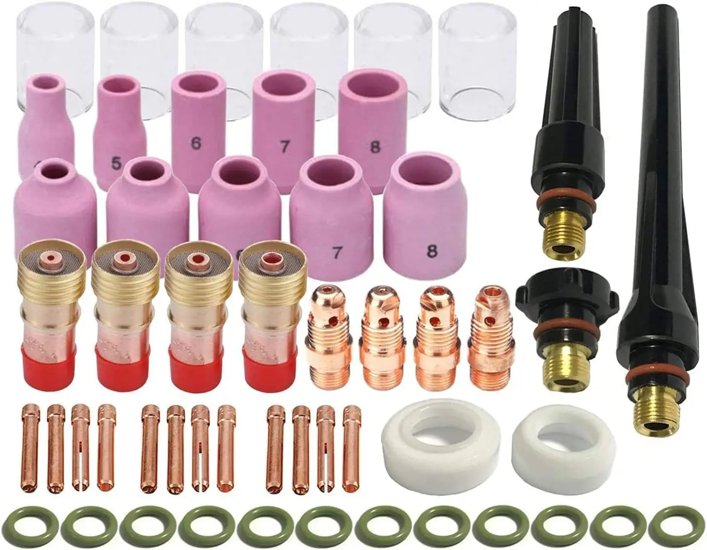

53pcs TIG Welding Torch Stubby Gas Lens #10 Glass Cup Kit Accessories for DB SR WP-17/18/26 TIG Welding Torch
