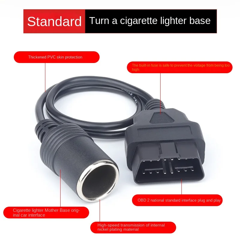 PVC Car Tools Obd2 Scanner Cigarette Lighter To DC Connector and Cables Multifunction Power Cord Diagnostic Tool Durable Adapter