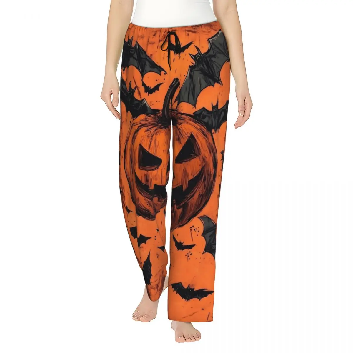 Pumpkin Jack O Lantern Halloween Women's Loungewear pants Loose-Fit Pyjama Pants Home Sleepwear