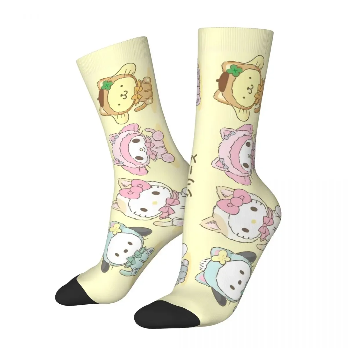 

Crazy Design Hello Kawaii Sanrio Anime Soccer Socks Polyester Middle Tube Socks for Unisex Breathable