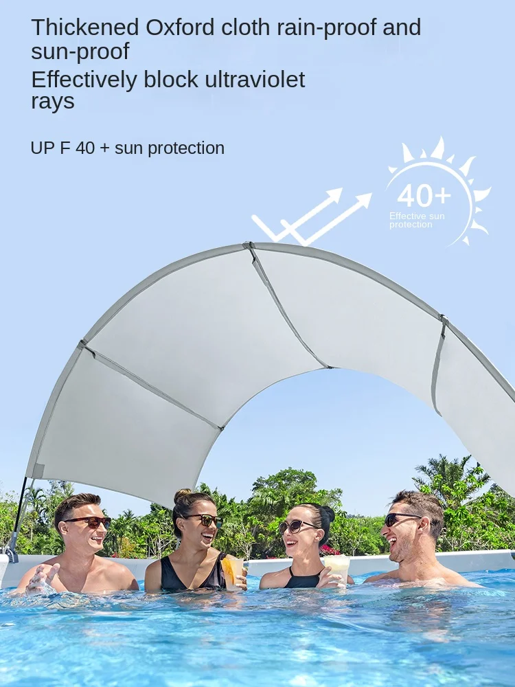 Large Bracket Swimming Pool Tent Sunshade Household Outdoor Foldable Thickened Rain-Proof and Dust-Proof Tent