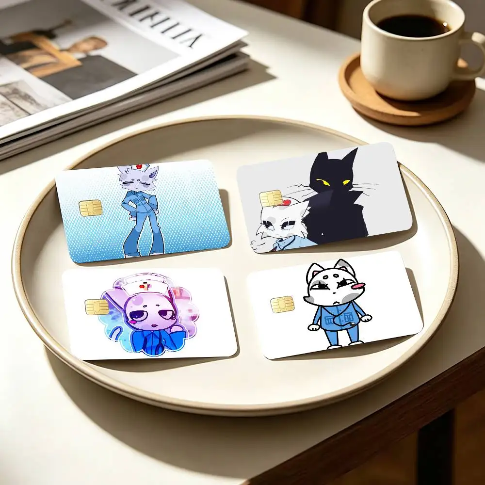 CUTE Animal hospital head nurse   4pcs 1Set Card Stickers Small Waterproof Chip 4PCS Card Sticker Anti-Scratch