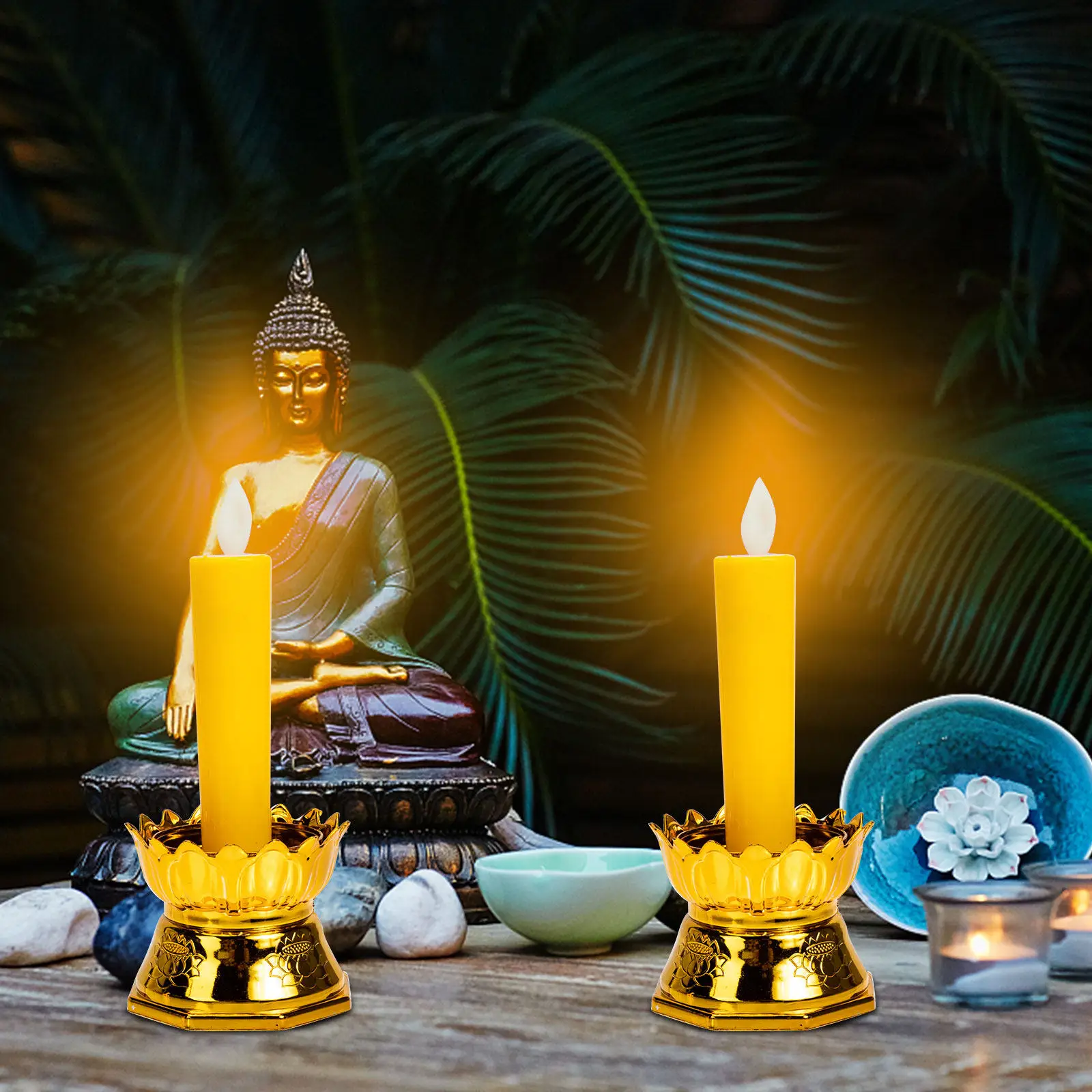 1Pair LED Electronic Flameless Candles Battery Operated Lights Safe Electric Lights Warm Night Decoration