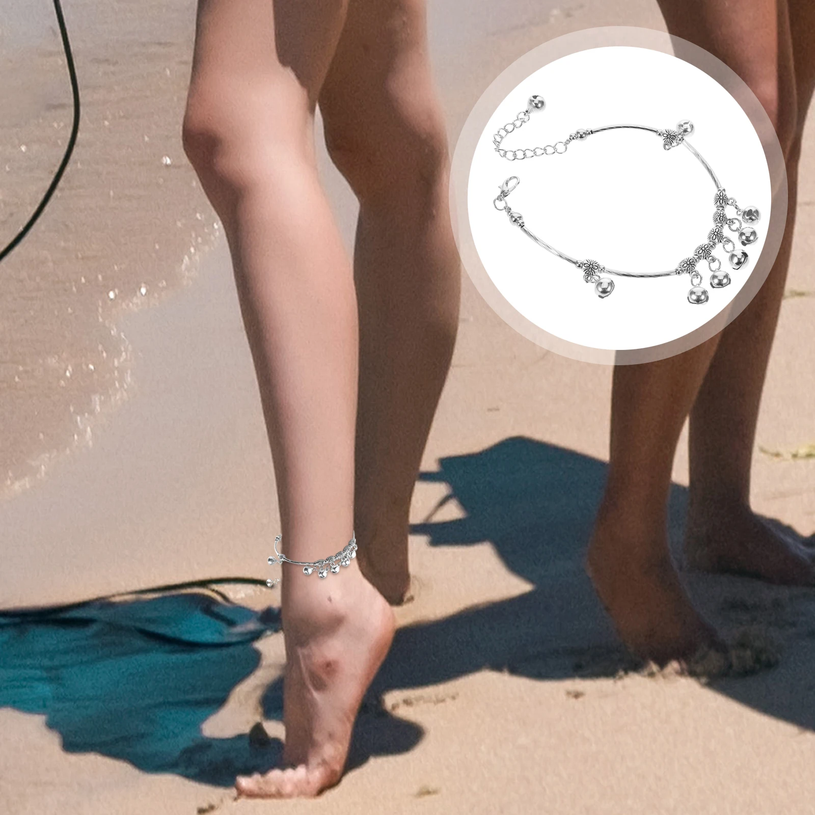 

2 Pcs Bell Anklet Foot Chain Vintage Jewelry Women's Necklaces with Bells