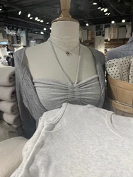 Gray Drawstring Strapless Slim Tank Tops Women Summer Cotton Cropped Halter Camisole Solid All-match Sweet Crop Top Y2k Vest