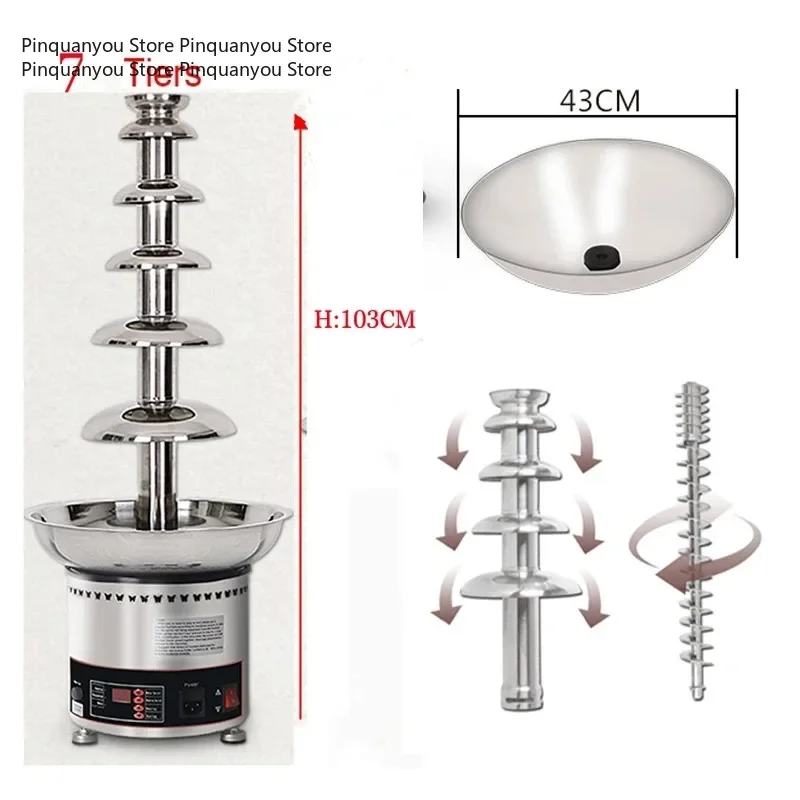 7-Tier Multi-Purpose Chocolate Fountain Machine, Electric Fondue Waterfall Maker for Camping, Holiday Party, Wedding & Buffet De