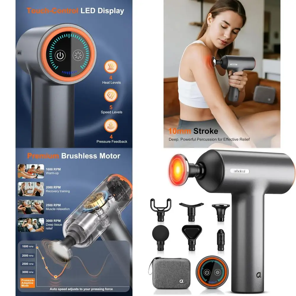 

Массажер для глубоких тканей с функцией подогрева - портативный перкуссионный массажер для снятия мышечной боли и расслабления, подходит для спортсменов и людей всех полов.