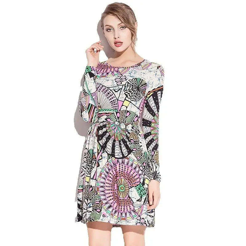 

Женское пляжное платье, эластичный пляжный сарафан с длинными рукавами и цветочным принтом, платье макси с полным покрытием, струящиеся короткие юбки для путешествий и отпуска