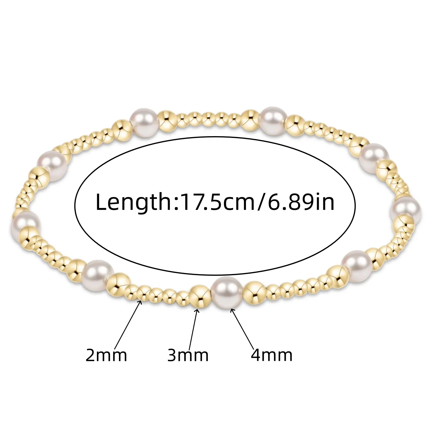 Vlen Muschelperlen-Armband mit 18K vergoldeten Perlen, Stapelschmuck, zierliche Braut-Strand-Handgemachte Perlenarmbänder für Frauen, Geschenk – Detail 2