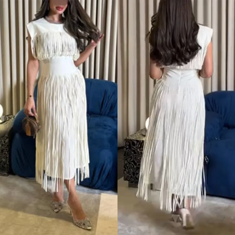 

High Quality Customized White Ankle Length Sleeveless Woman A-line Drag Queen Dress Luxury Evening Gown Formal Dress فستان احمر