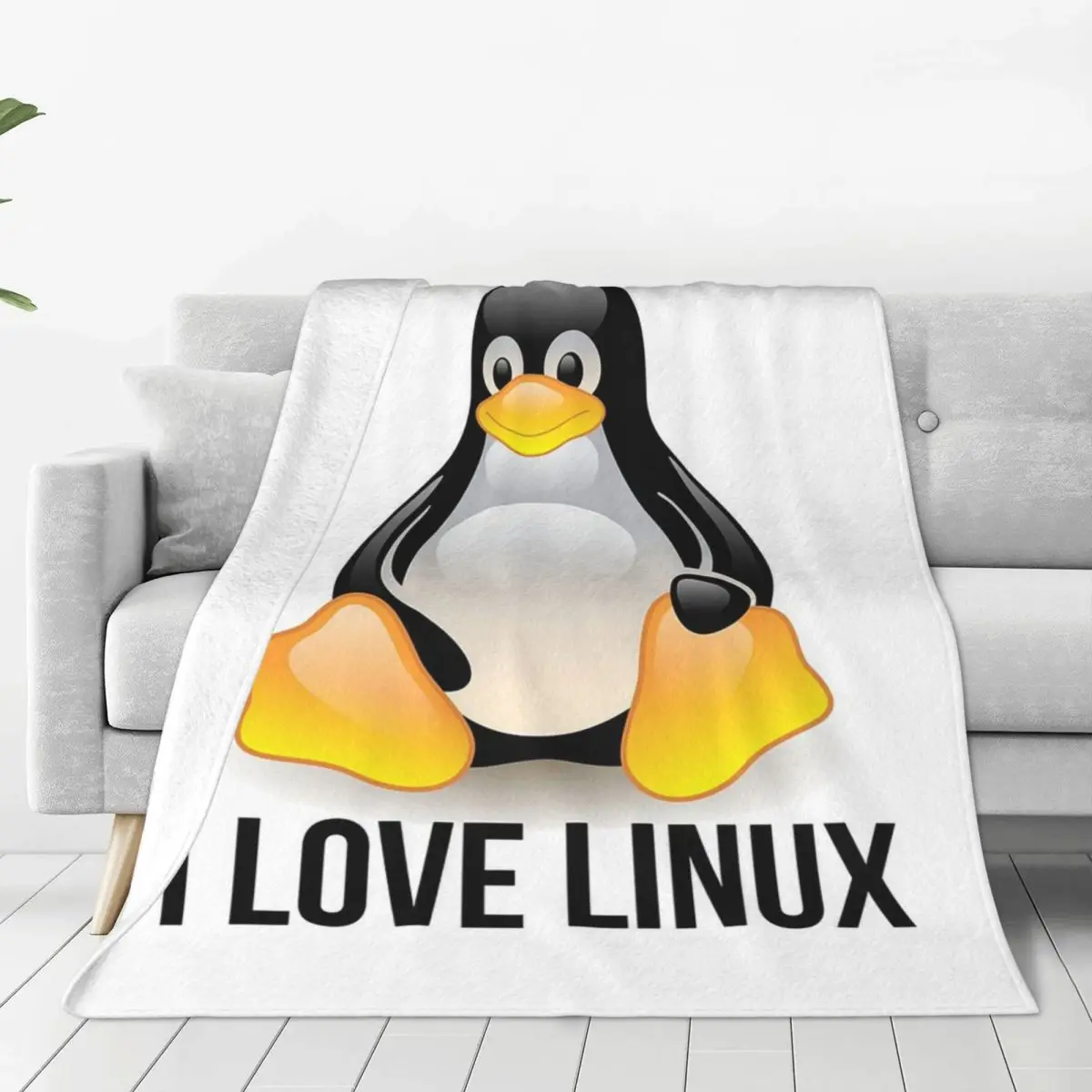 Linux Tux Penguin Blanket Soft Warm Flannel Throw Blanket Bedspread for Bed Living room Picnic Travel Home Couch