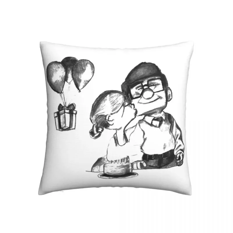 Carl And Ellie Up Romantic Square Pillowcase Cushion Cover Spoof Zip Home Decorative Polyester Car Simple 45*45cm