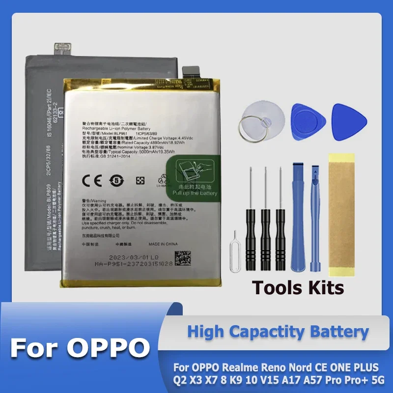 XDOU BLP951 BLP929 BLP809 BLP833 BLP831 Battery For OPPO Realme Reno Nord CE ONE PLUS Q2 X3 X7 8 K9 10 V15 A17 A57 Pro Pro+ 5G