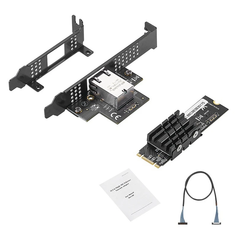 IOCREST Network Card AQC107 Chip M.2 To Single Port 10 Gbase Ethernet Gigabit Nic B Key M Key 10G/2.5G/1000M