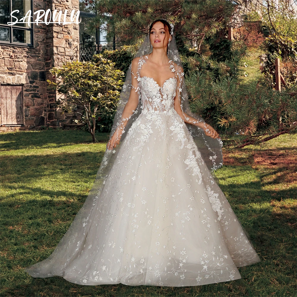 

A Line Wedding Dress Sparkle Skirt Underneath Bride Dresses Chapel Bridal Gown Vestidos De Novia Robe De Mariée Abito Da Sposa