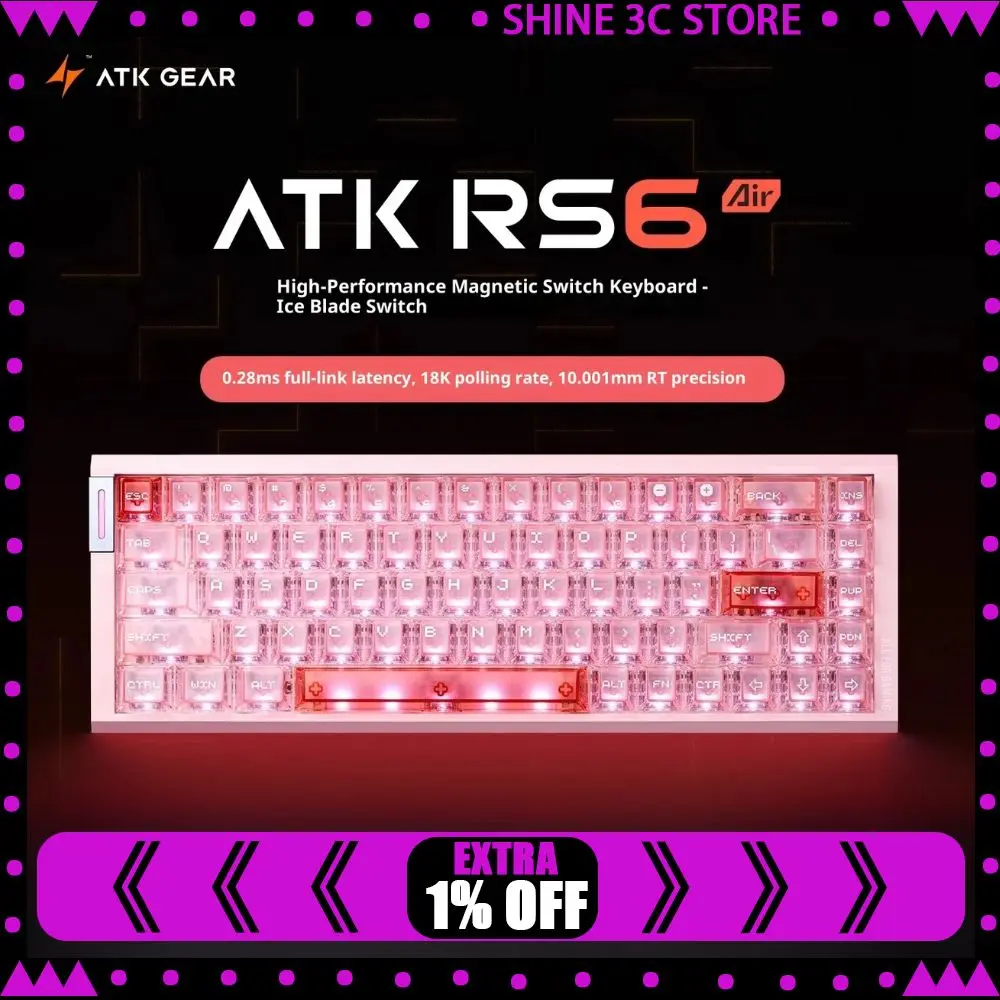 

Atk RS6 воздушный магнитный переключатель проводная клавиатура из алюминиевого сплава 8000 Гц 0,005 ммrt клавиатуры RGB прокладка ПК игровые аксессуары подарок