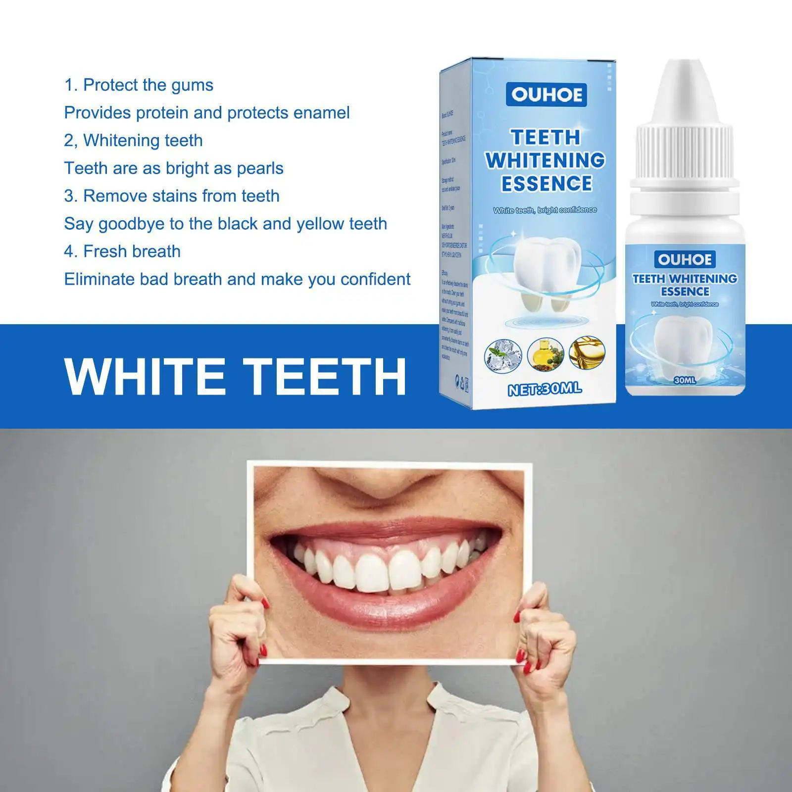 Teeth Whitening Essence Remove Plaque Yellow Black Smoke Stains Tooth Fresh Breath Oral Hygiene Brighten Dental Cleansing Serum