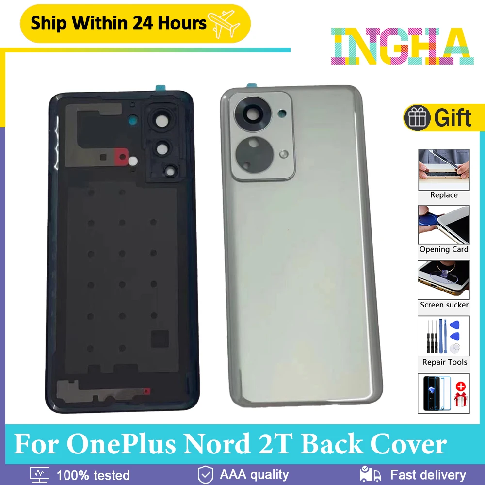 Original For OnePlus Nord 2T Battery Cover Back Glass Rear Door Housing Case CPH2399 CPH2401 Back Battery Cover Replacement