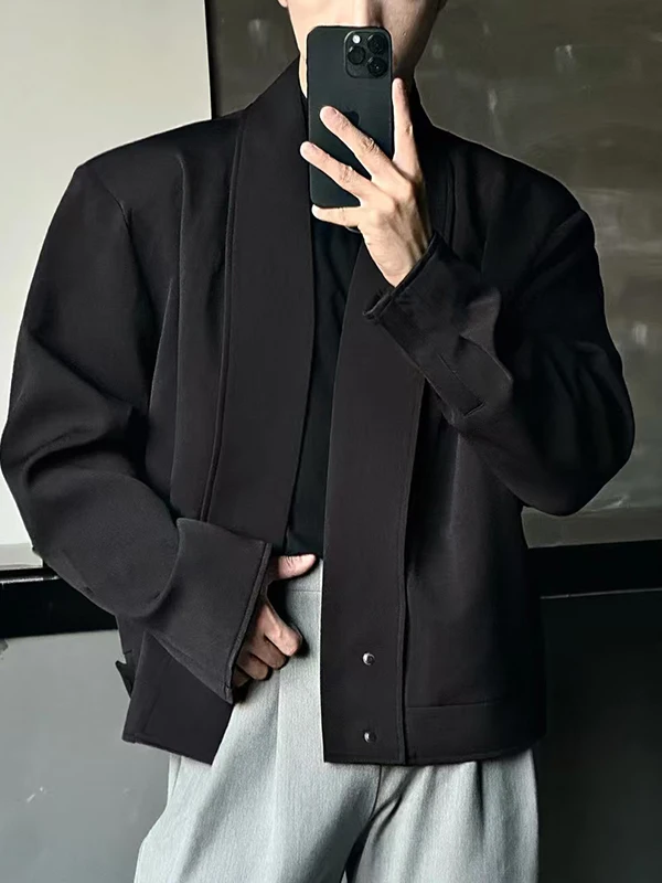

New Chinese Sle ort oulder Pad Men's Suit Jaet CleanFit Premium Casual Western Coat Spring Autumn Faionable Youth