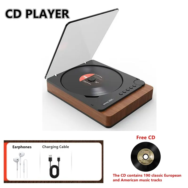 

D01 Деревянный Hi-Fi CD-плеер, подключение по Bluetooth, цифровой оптический выход, воспроизведение без потерь через USB, инфракрасный пульт дистанционного управления