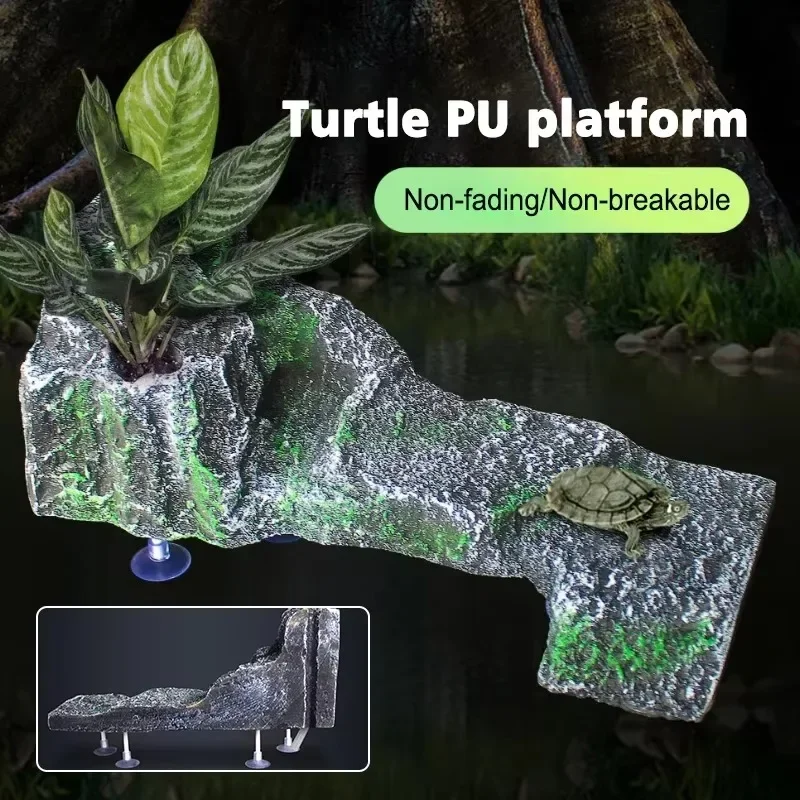 Turtle Tank Platform Basking Pu Imitation Mountain Stone Design Suspended Climbing Island Floating Turtle Platform Climbing